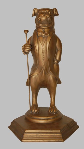 Dog Statue Winston Bulldog Golfer Resin Garden indoor outdoor